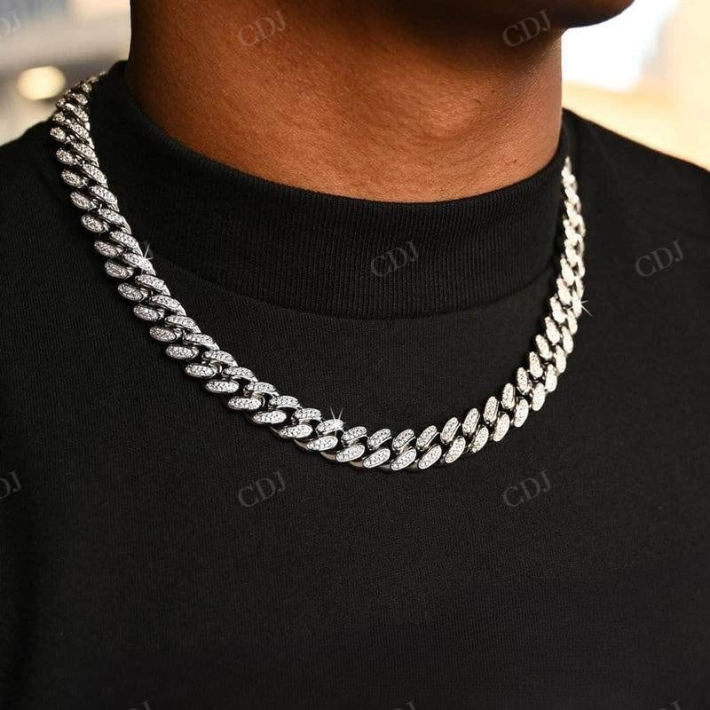 Sterling Silver Iced Out Hip Hop Men Cuban Link Chain  customdiamjewel   
