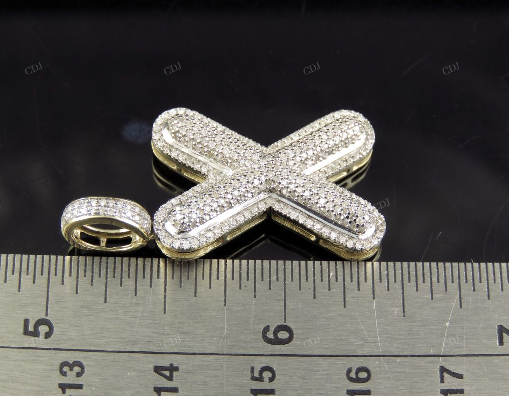 1.4" 0.90 CTW 14K Gold Natural Diamond Initial X Letter Pendant CustomDiamJewel
