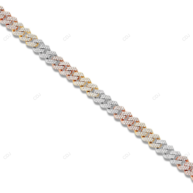 925 Silver Two Tone VVS1 Moissanite Cuban Link Chain CustomDiamJewel