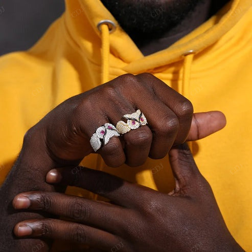 Custom Handmade VVS Diamond Owl Ring For Men's hip hop jewelry CustomDiamJewel