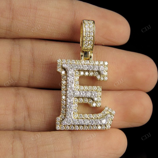1.5" 1.75 CTW 18k Solid Gold 'E' Initial Custom Letter Diamond Pendant CustomDiamJewel