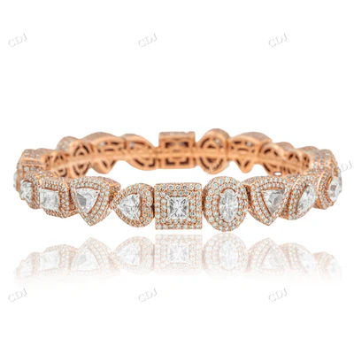 18K Rose Gold Multi Shape Diamond Bracelet hip hop jewelry CustomDiamJewel