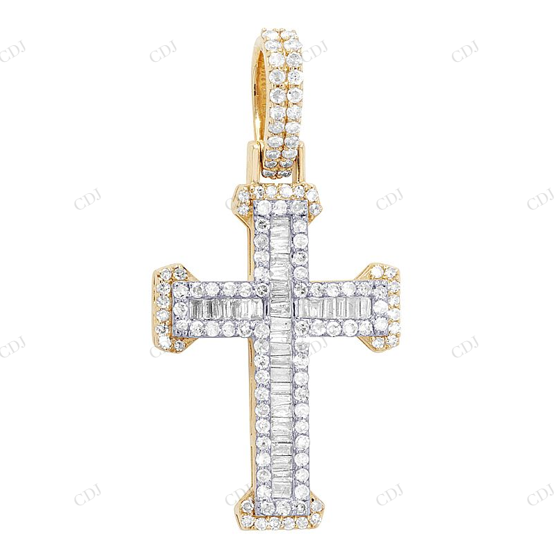 Two Tone Gold Cross Lab Grown Diamond Pendant Hip Hop Pendent customdiamjewel