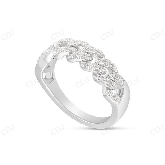 10K White Gold Cuban Lab Grown Diamond Band Ring hip hop jewelry CustomDiamJewel