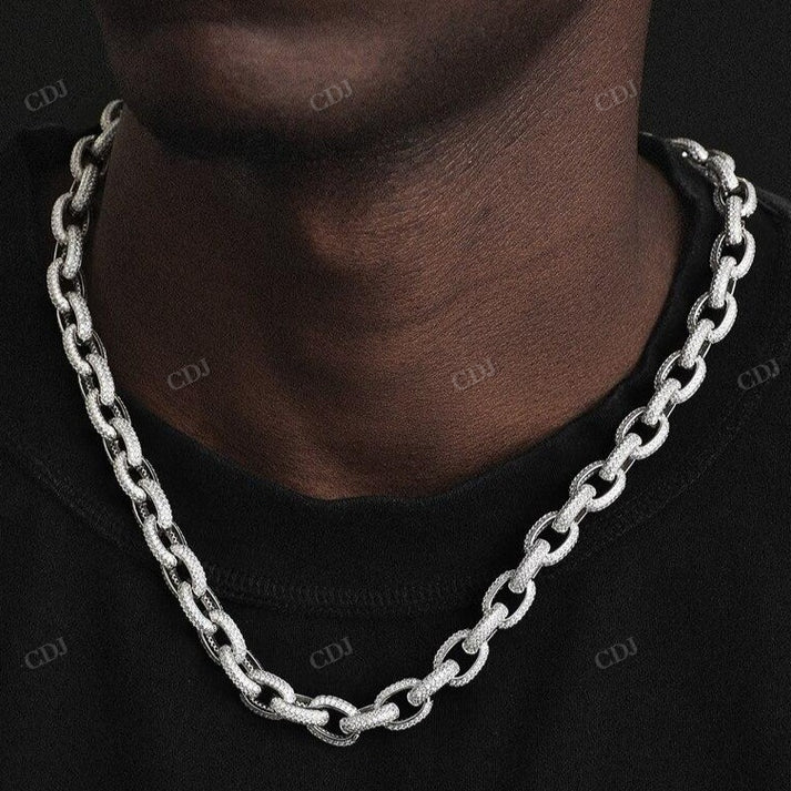 10MM Iced Out Diamond Rolo Chain hip hop jewelry CustomDiamJewel