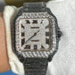 Cartier Santos Black & White Moissanite Diamond Watch customdiamjewel