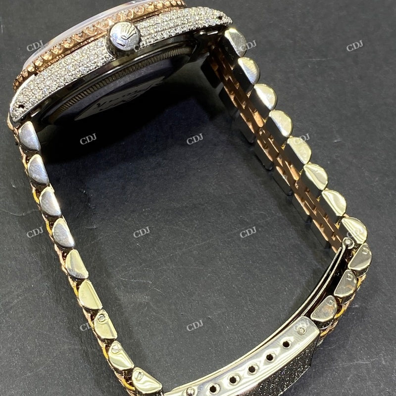 41mm Rolex Arabic Dial Moissanite Watch For Men customdiamjewel