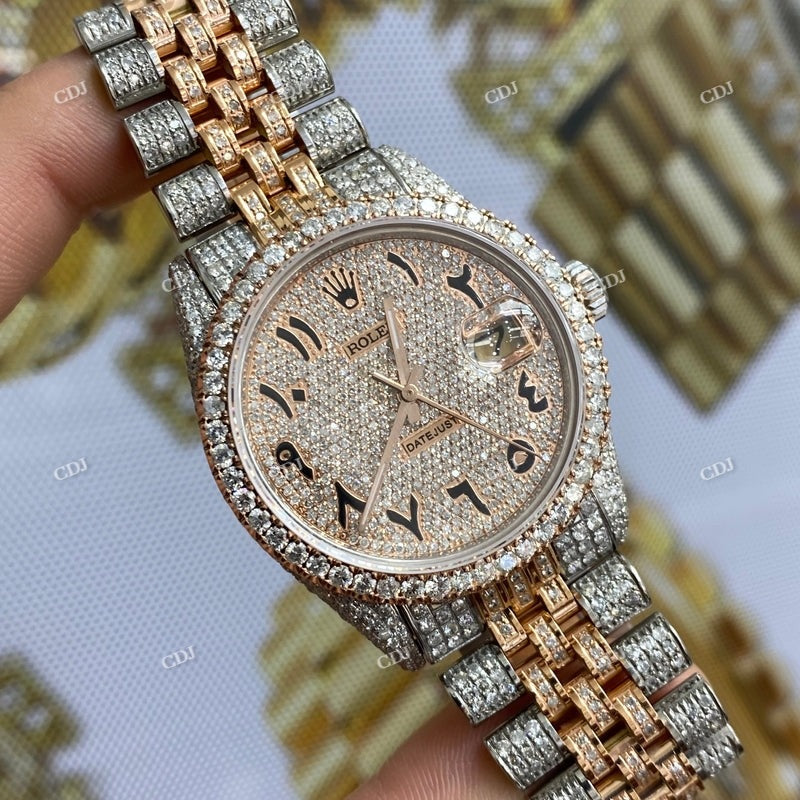 41mm Rolex Arabic Dial Moissanite Watch For Men customdiamjewel