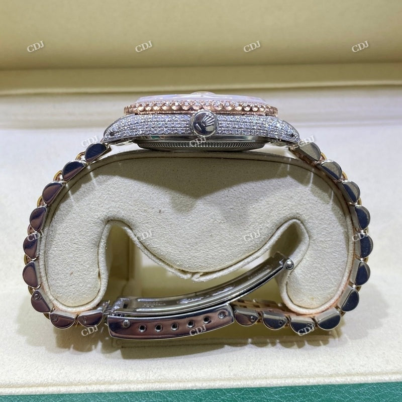 41mm Rolex Arabic Dial Moissanite Watch For Men customdiamjewel