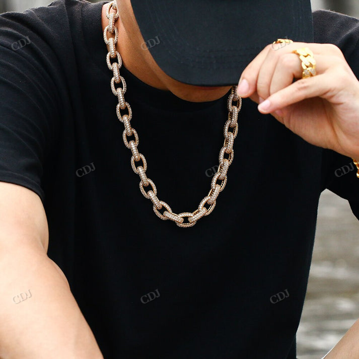 10MM Iced Out Diamond Rolo Chain hip hop jewelry CustomDiamJewel