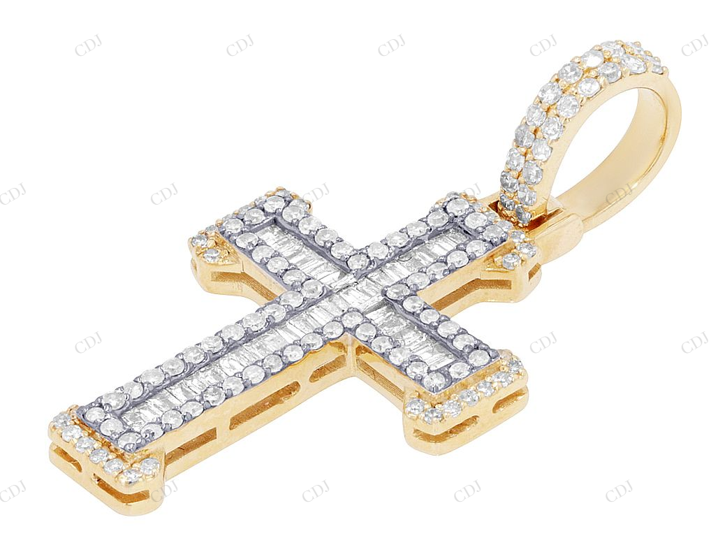 Two Tone Gold Cross Lab Grown Diamond Pendant Hip Hop Pendent customdiamjewel