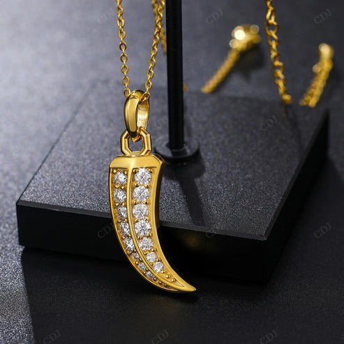 Minimalist Solid Gold Lab Diamond Pendant For Mens hip hop jewelry CustomDiamJewel