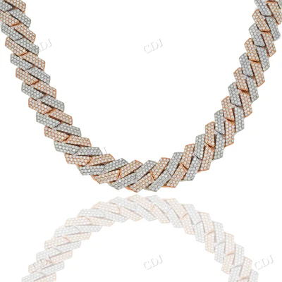 Two Tone Gold Miami Cuban Chain Necklace hip hop jewelry CustomDiamJewel