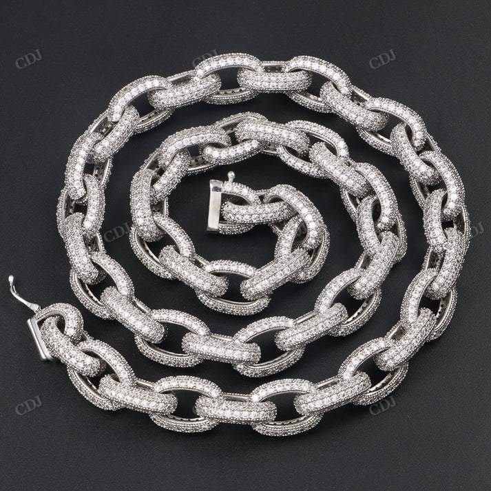 10MM Iced Out Diamond Rolo Chain hip hop jewelry CustomDiamJewel