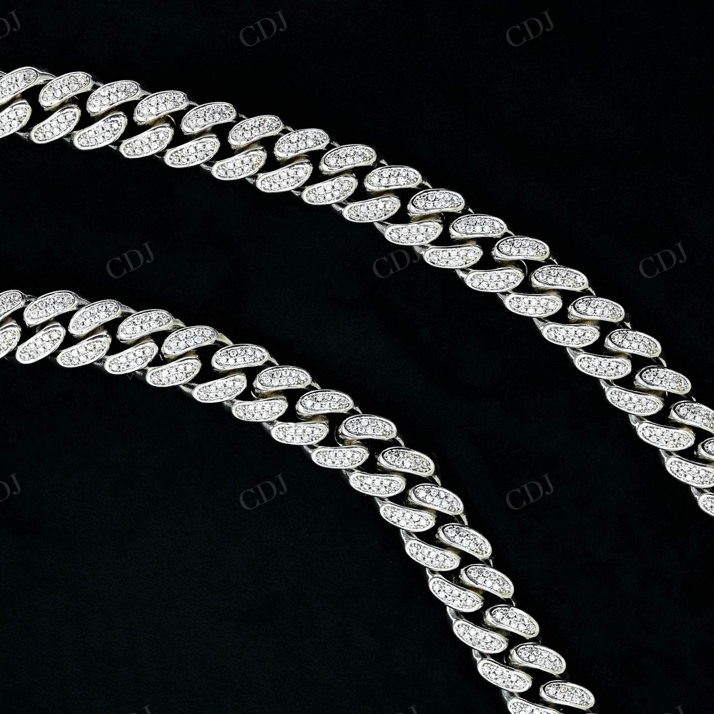 Sterling Silver Iced Out Hip Hop Men Cuban Link Chain  customdiamjewel   
