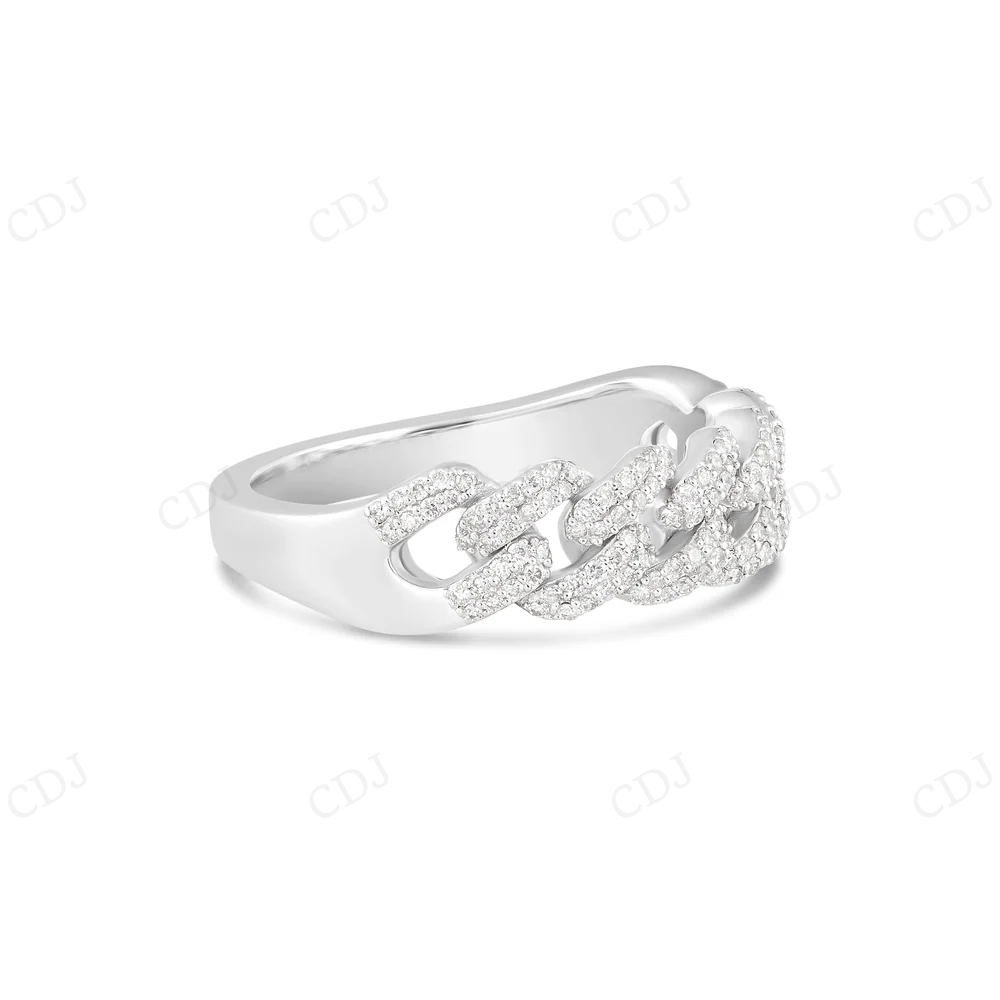 10K White Gold Cuban Lab Grown Diamond Band Ring hip hop jewelry CustomDiamJewel