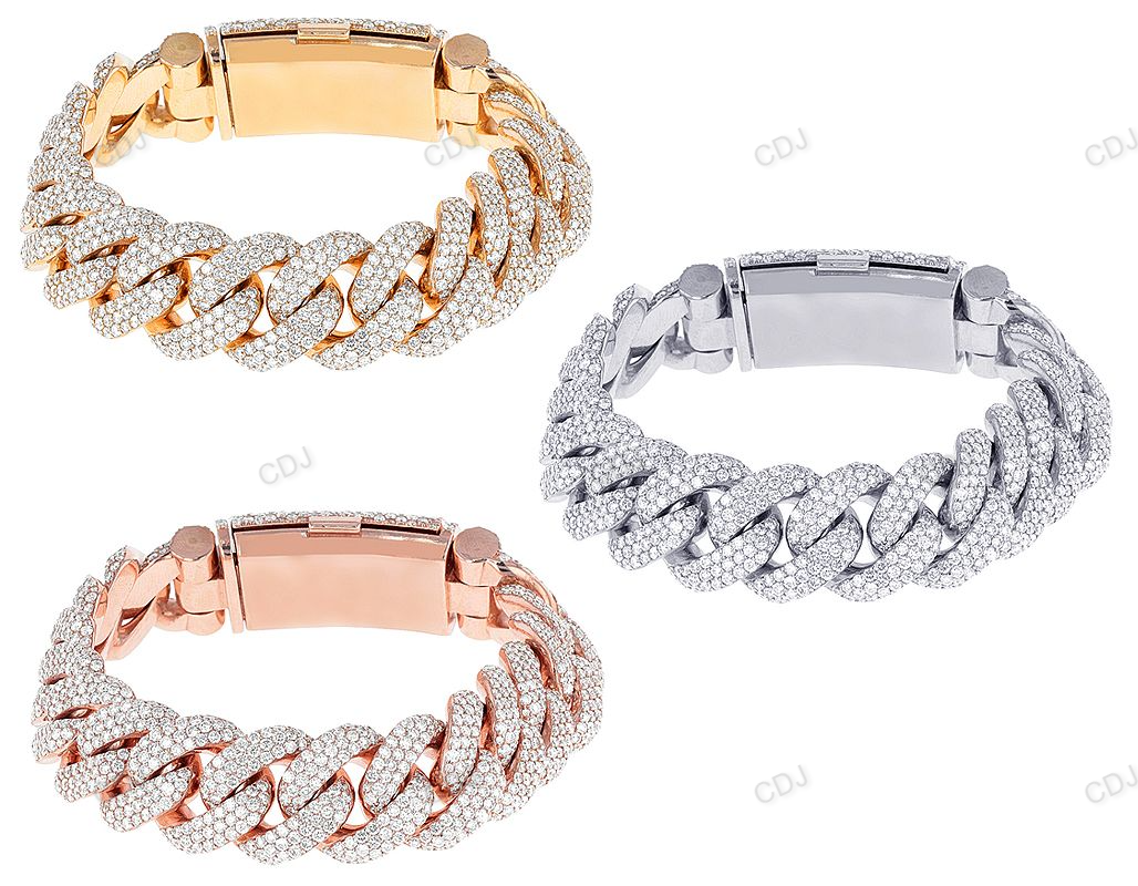 17MM Silver Moissanite Chunky Cuban Bracelet hip hop jewelry customdiamjewel