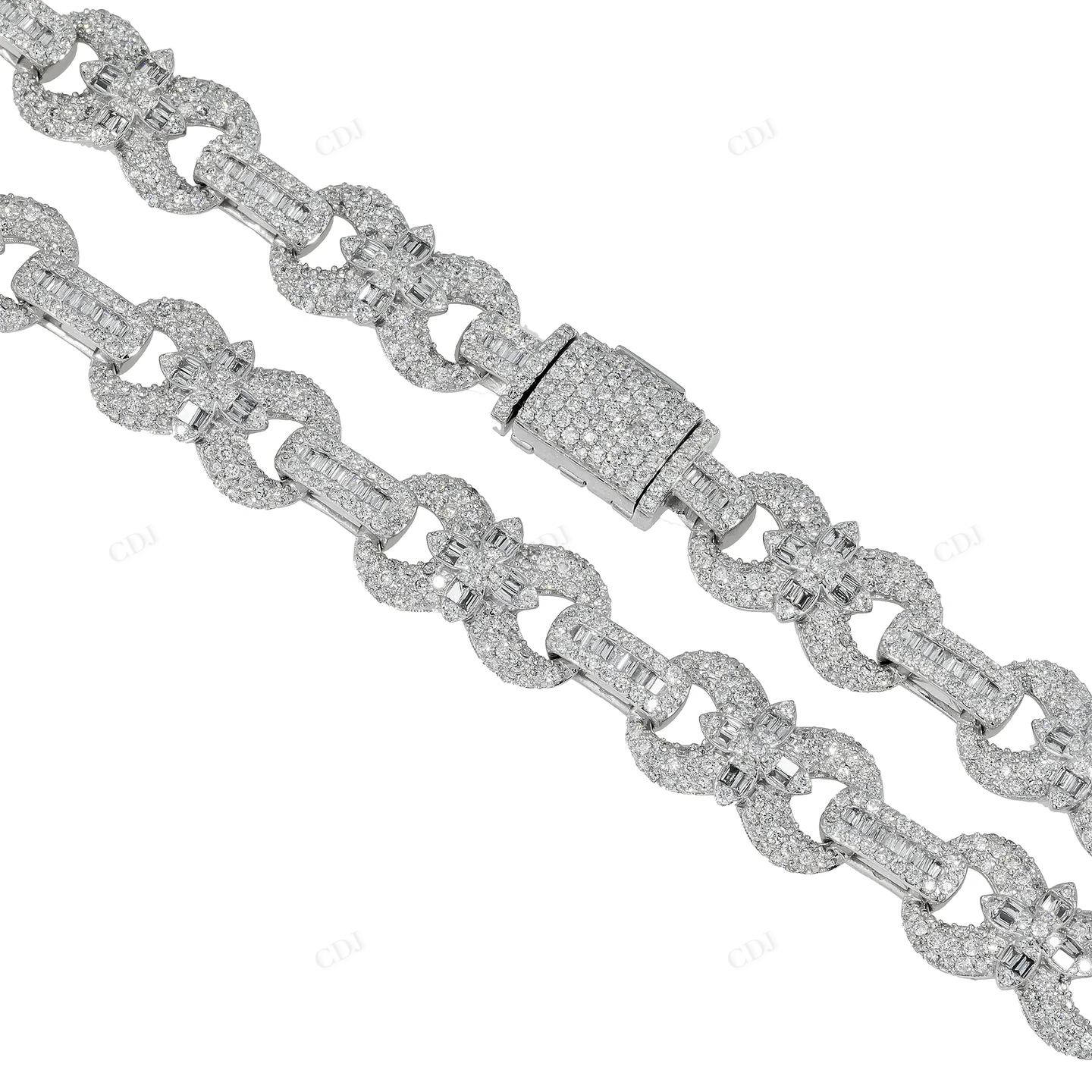 16.75 CTW Round And Baguette Diamond Infinity Link Chain hip hop jewelry CustomDiamJewel