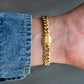 Sterling Silver Yellow God Plated Simple Cuban Link Bracelet hip hop jewelry CustomDiamJewel