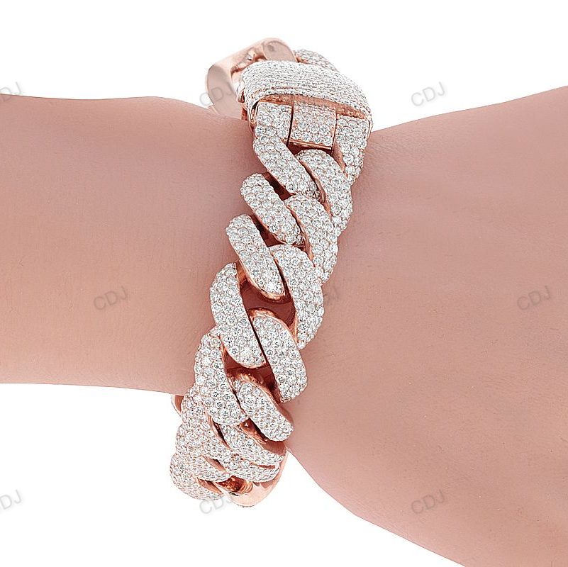17MM Silver Moissanite Chunky Cuban Bracelet hip hop jewelry customdiamjewel