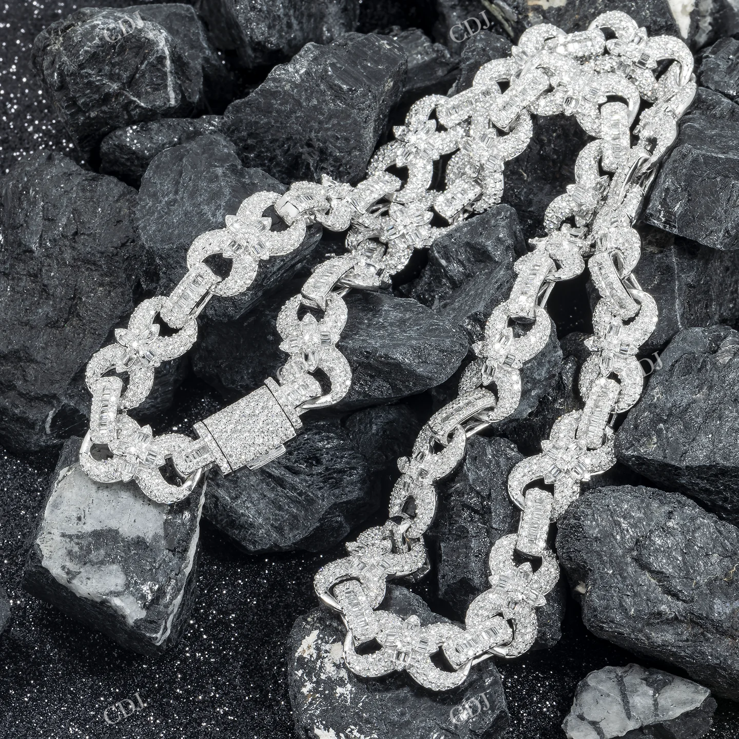 16.75 CTW Round And Baguette Diamond Infinity Link Chain hip hop jewelry CustomDiamJewel