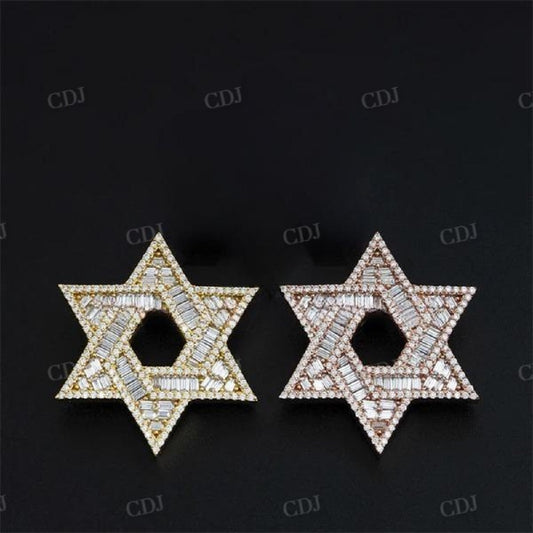 Iced Out David Star Baguette Diamond Pendant  customdiamjewel   