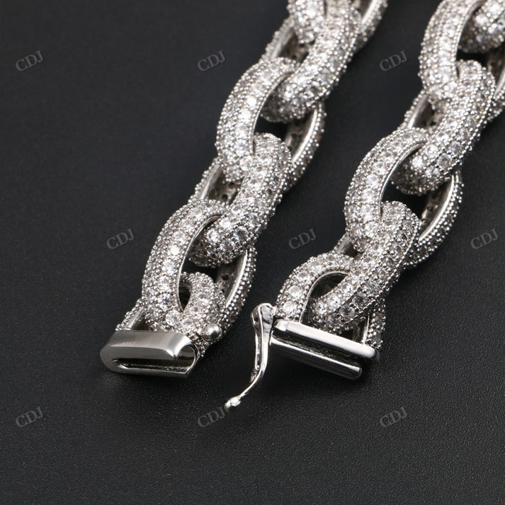 10MM Iced Out Diamond Rolo Chain hip hop jewelry CustomDiamJewel