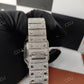 Blue Dial Full White Cartier Santos Buss Down Watch customdiamjewel