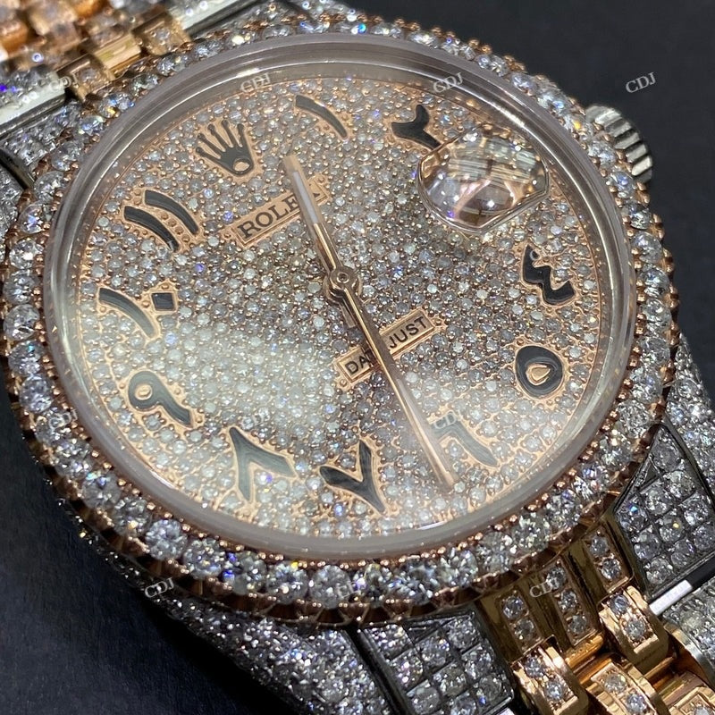 41mm Rolex Arabic Dial Moissanite Watch For Men customdiamjewel