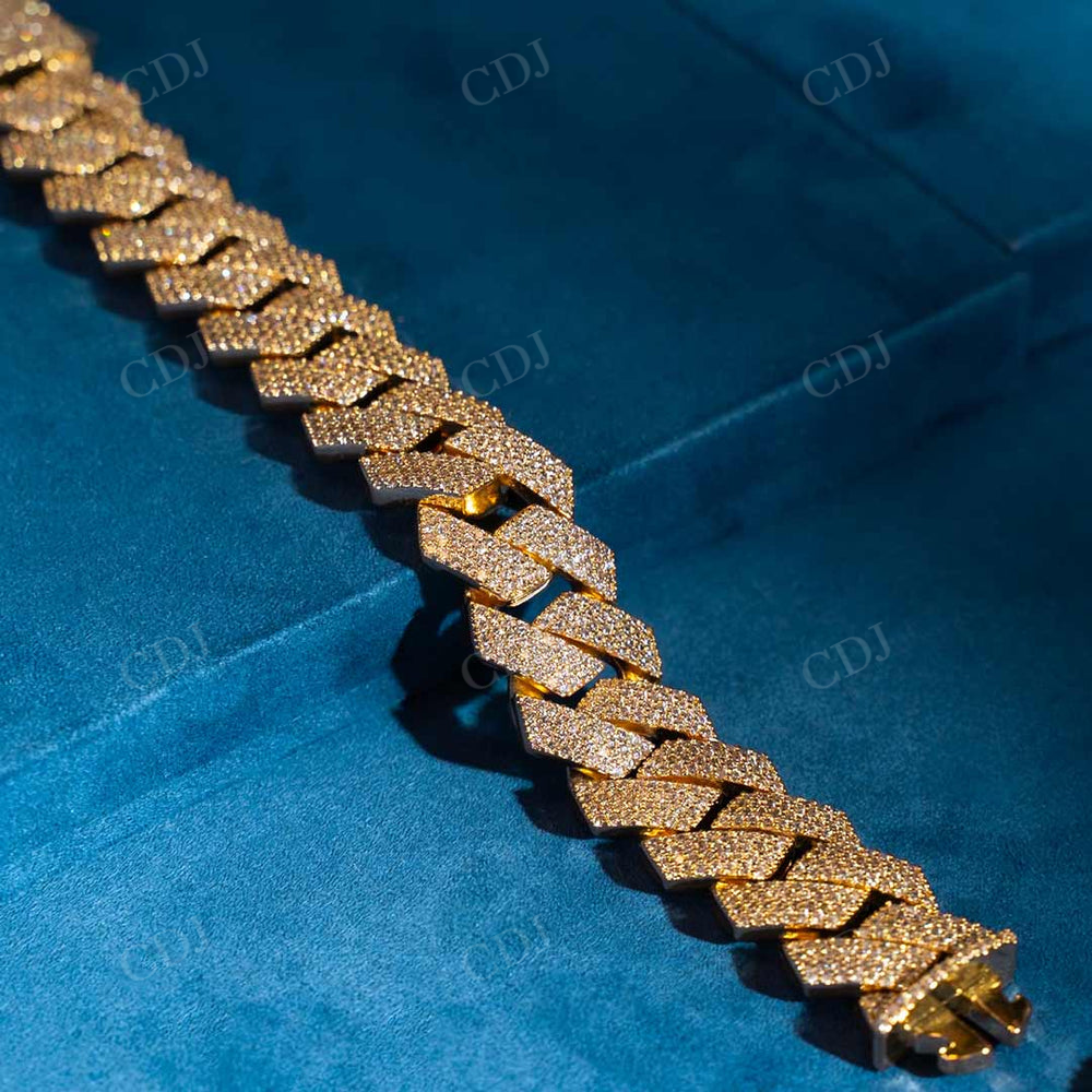 20MM 3 Row Gold Cuban Link Bracelet hip hop jewelry customdiamjewel   