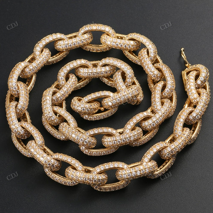 10MM Iced Out Diamond Rolo Chain hip hop jewelry CustomDiamJewel