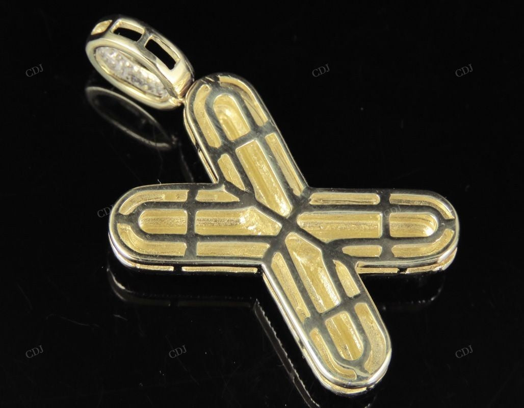 1.4" 0.90 CTW 14K Gold Natural Diamond Initial X Letter Pendant CustomDiamJewel