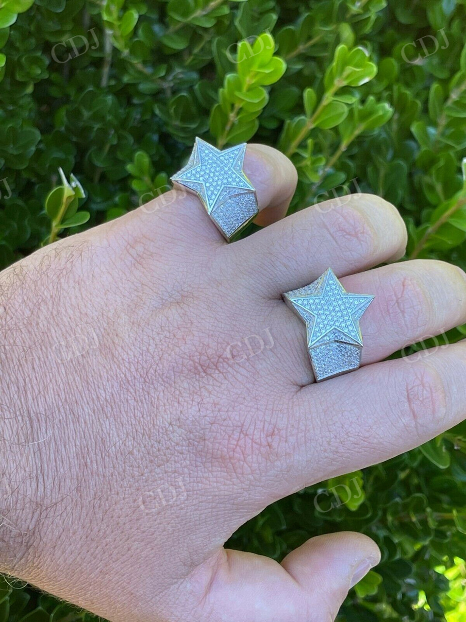 White Gold Ster Iced Hip Hop Ring  customdiamjewel   