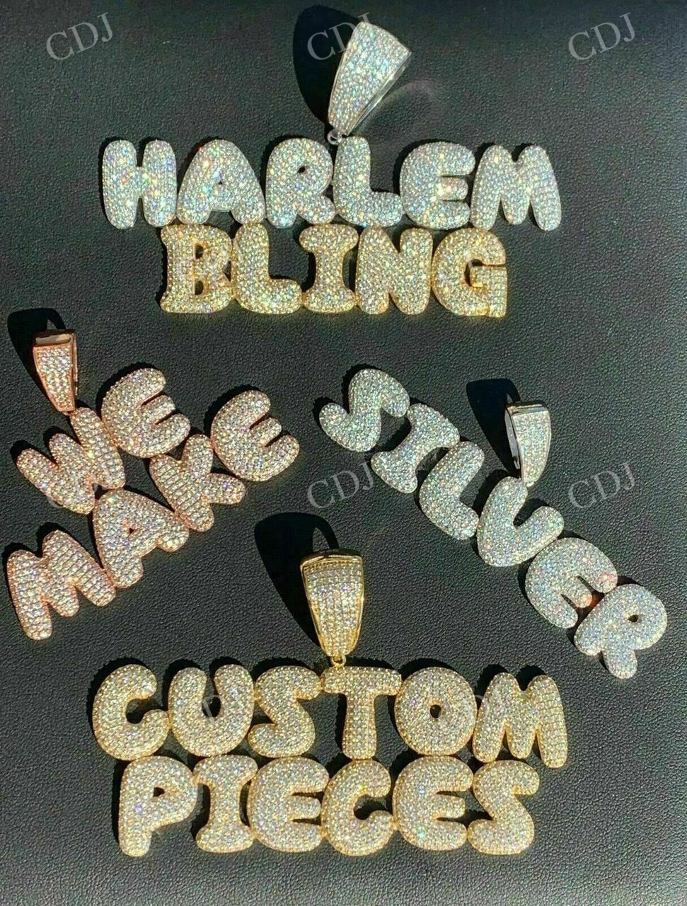 Hip Hop Custom Bubble Letter Name Pendant  customdiamjewel   