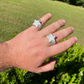 White Gold Ster Iced Hip Hop Ring  customdiamjewel   