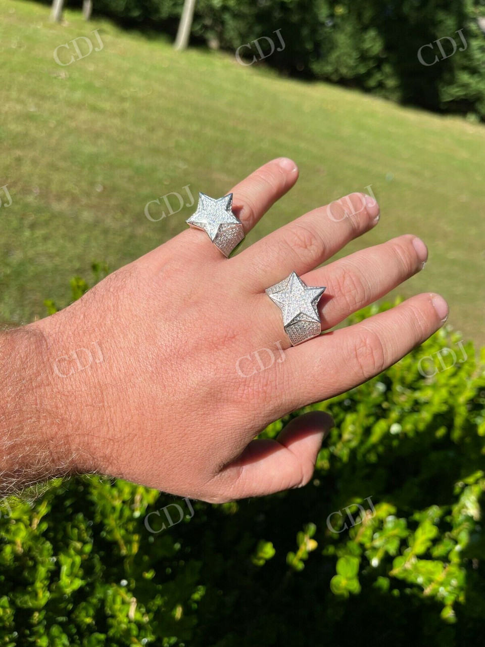 White Gold Ster Iced Hip Hop Ring  customdiamjewel   