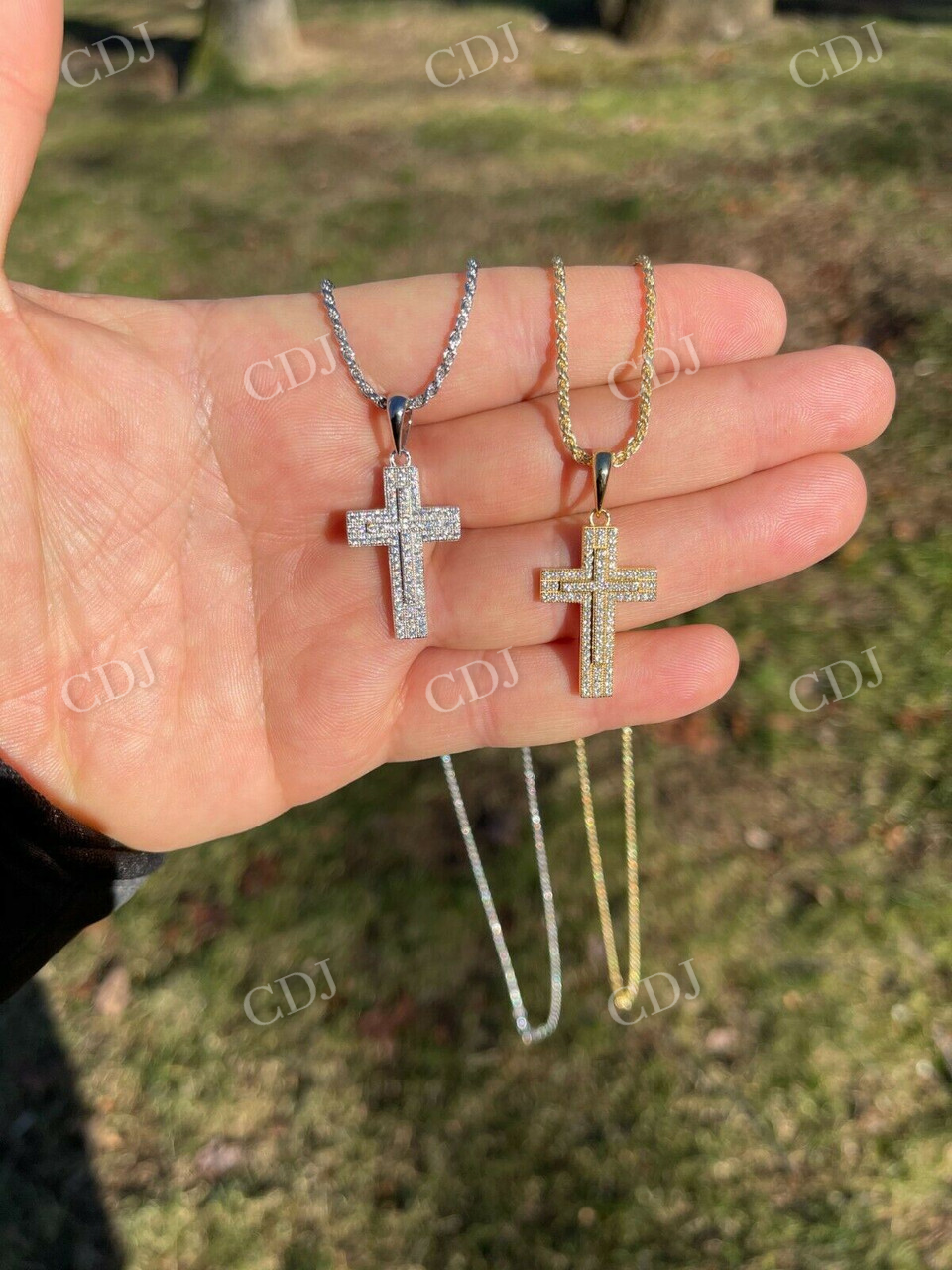 14K Gold Cross Crucifix Hip Hop Mens Pendant  customdiamjewel   