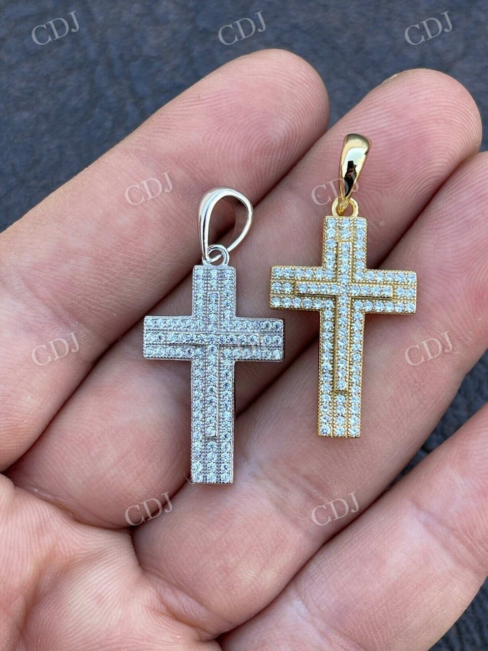 14K Gold Cross Crucifix Hip Hop Mens Pendant  customdiamjewel   