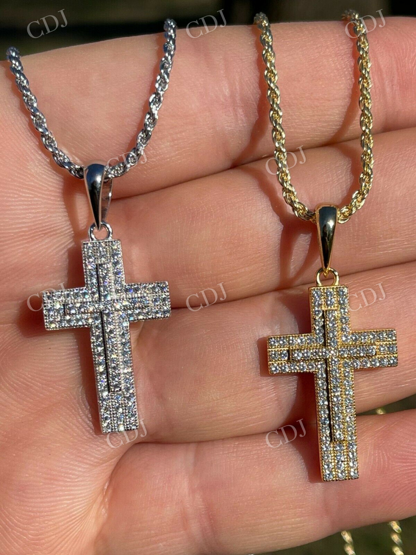 14K Gold Cross Crucifix Hip Hop Mens Pendant  customdiamjewel   