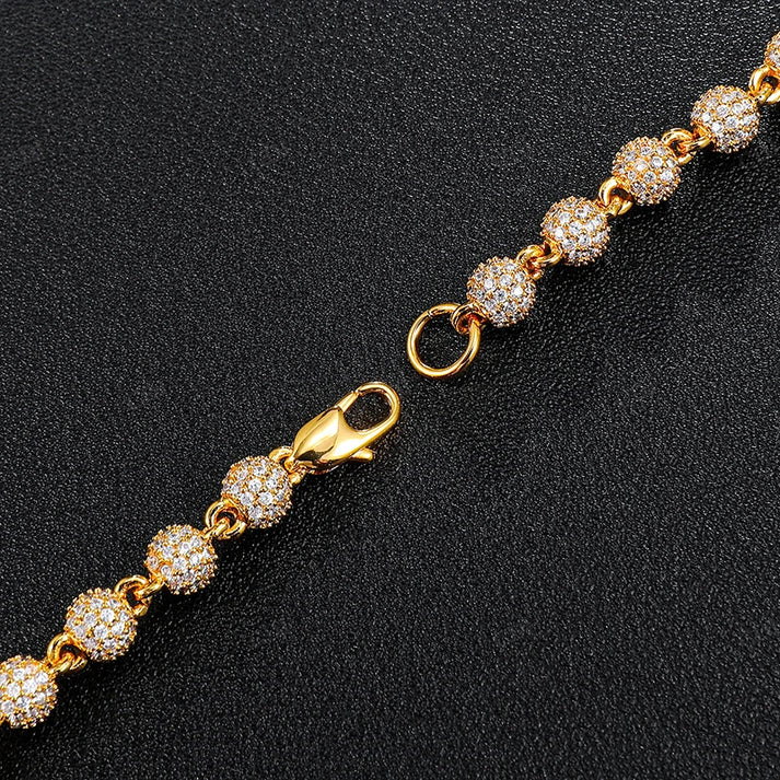 6MM Iced Out Ball Design Rose Gold Chain hip hop jewelry CustomDiamJewel