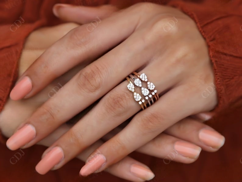 0.60CT Round Real Diamond Bow Wedding Band  customdiamjewel   