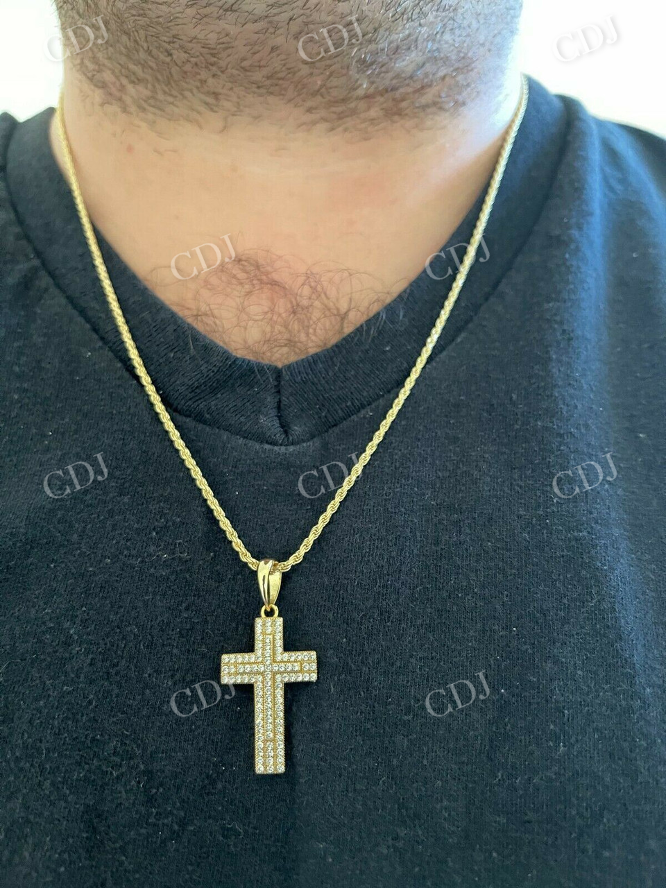14K Gold Cross Crucifix Hip Hop Mens Pendant  customdiamjewel   