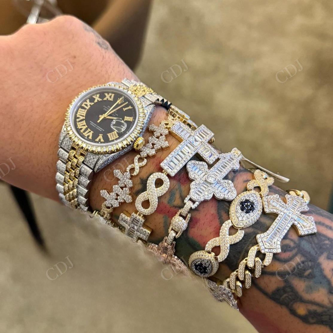 Yellow White Rolex Black Dial Moissanite Diamond Set Hip Hop Men Watch hip hop jewelry CustomDiamJewel