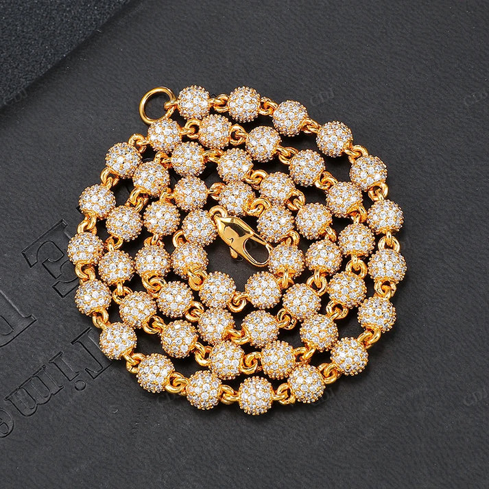 6MM Iced Out Ball Design Rose Gold Chain hip hop jewelry CustomDiamJewel