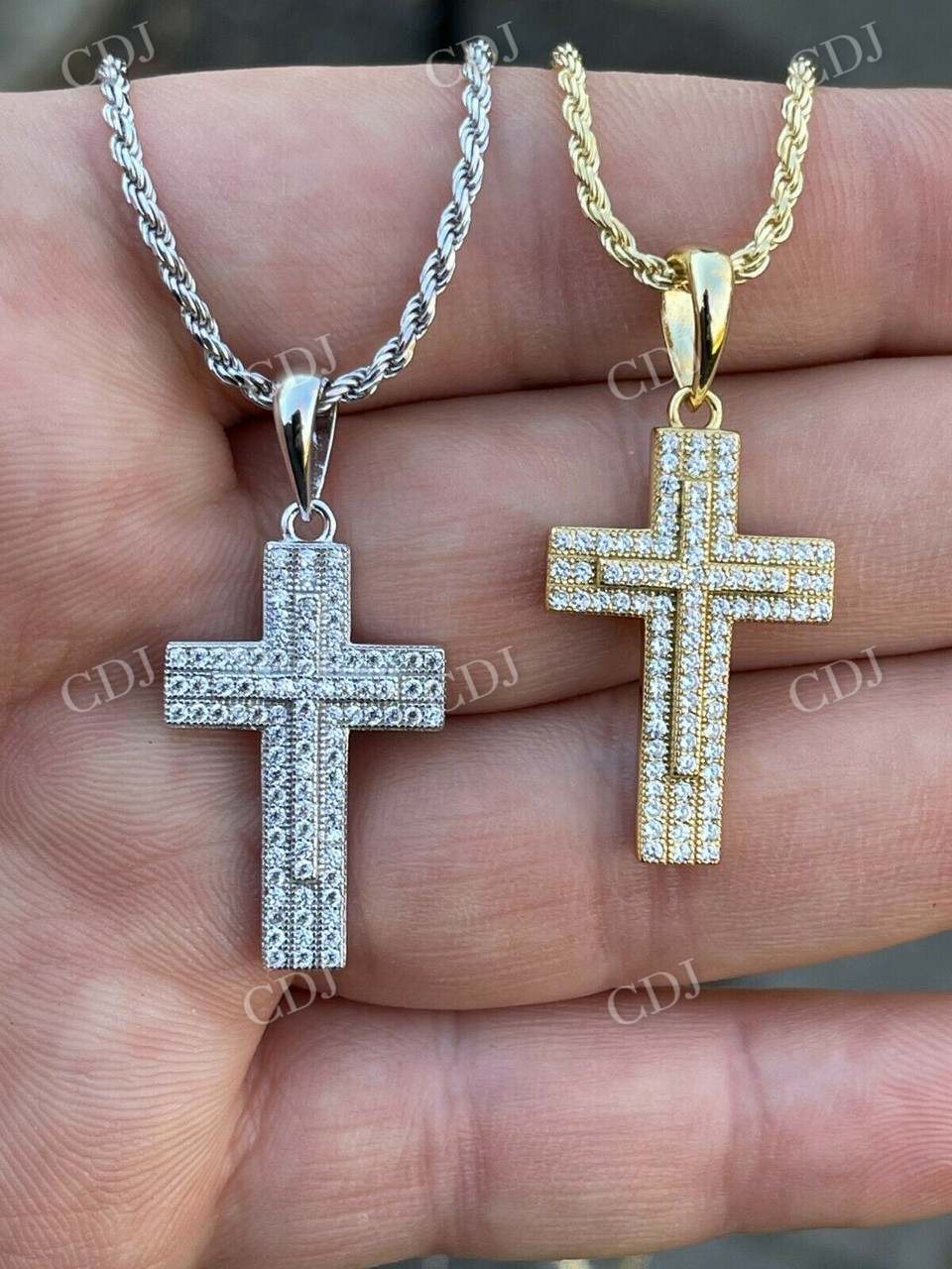 14K Gold Cross Crucifix Hip Hop Mens Pendant  customdiamjewel   