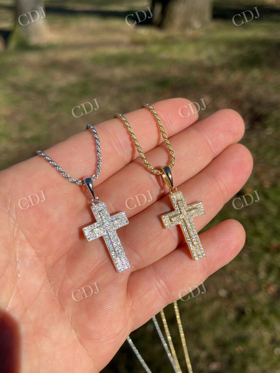 14K Gold Cross Crucifix Hip Hop Mens Pendant  customdiamjewel   