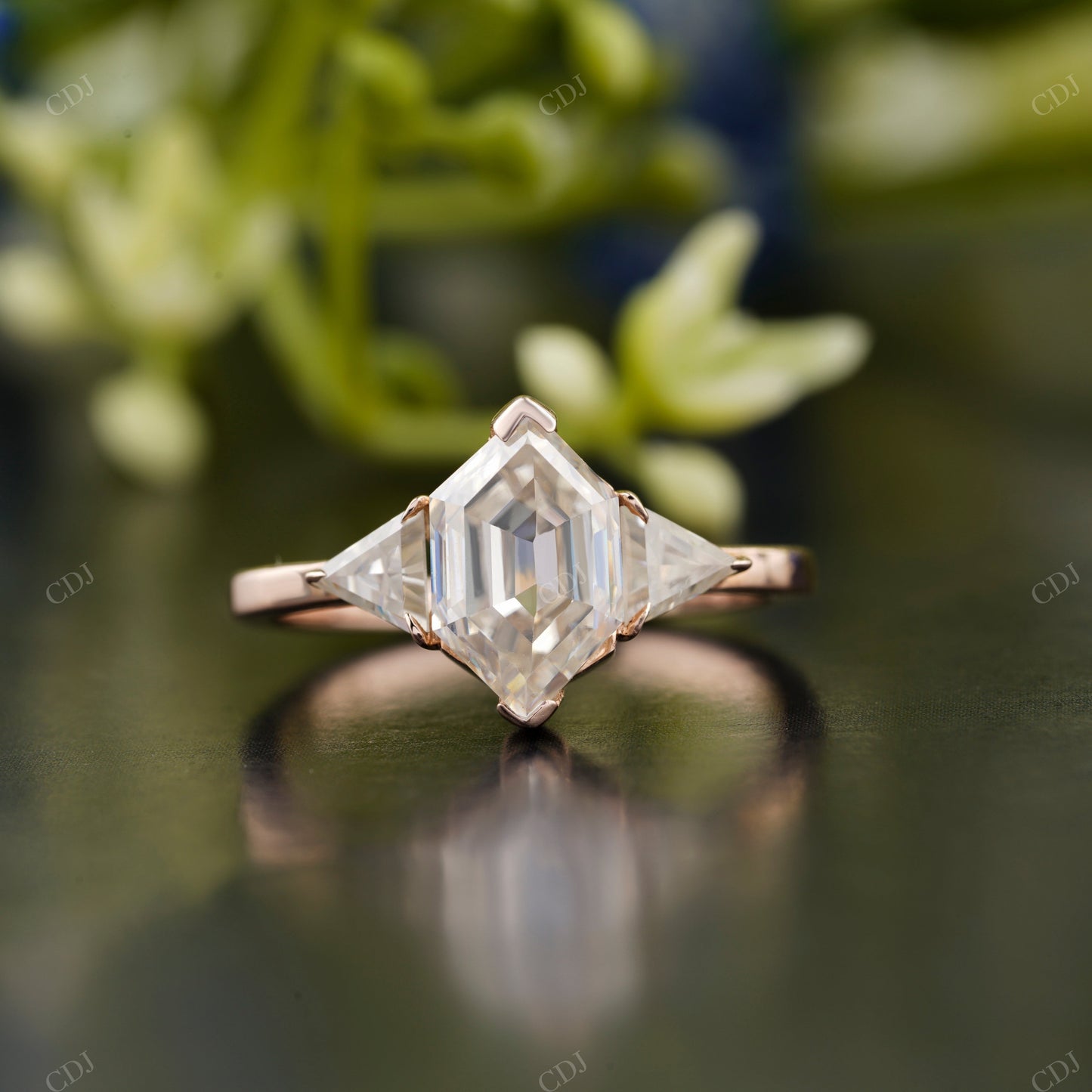 Hexagon Cut Lab-Grown Diamond Ring