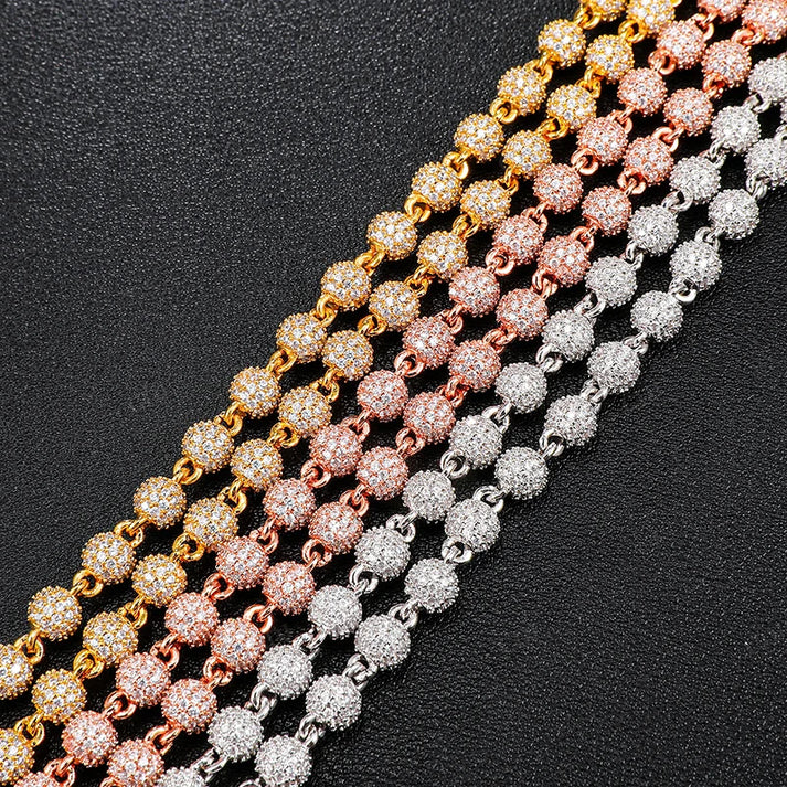 6MM Iced Out Ball Design Rose Gold Chain hip hop jewelry CustomDiamJewel