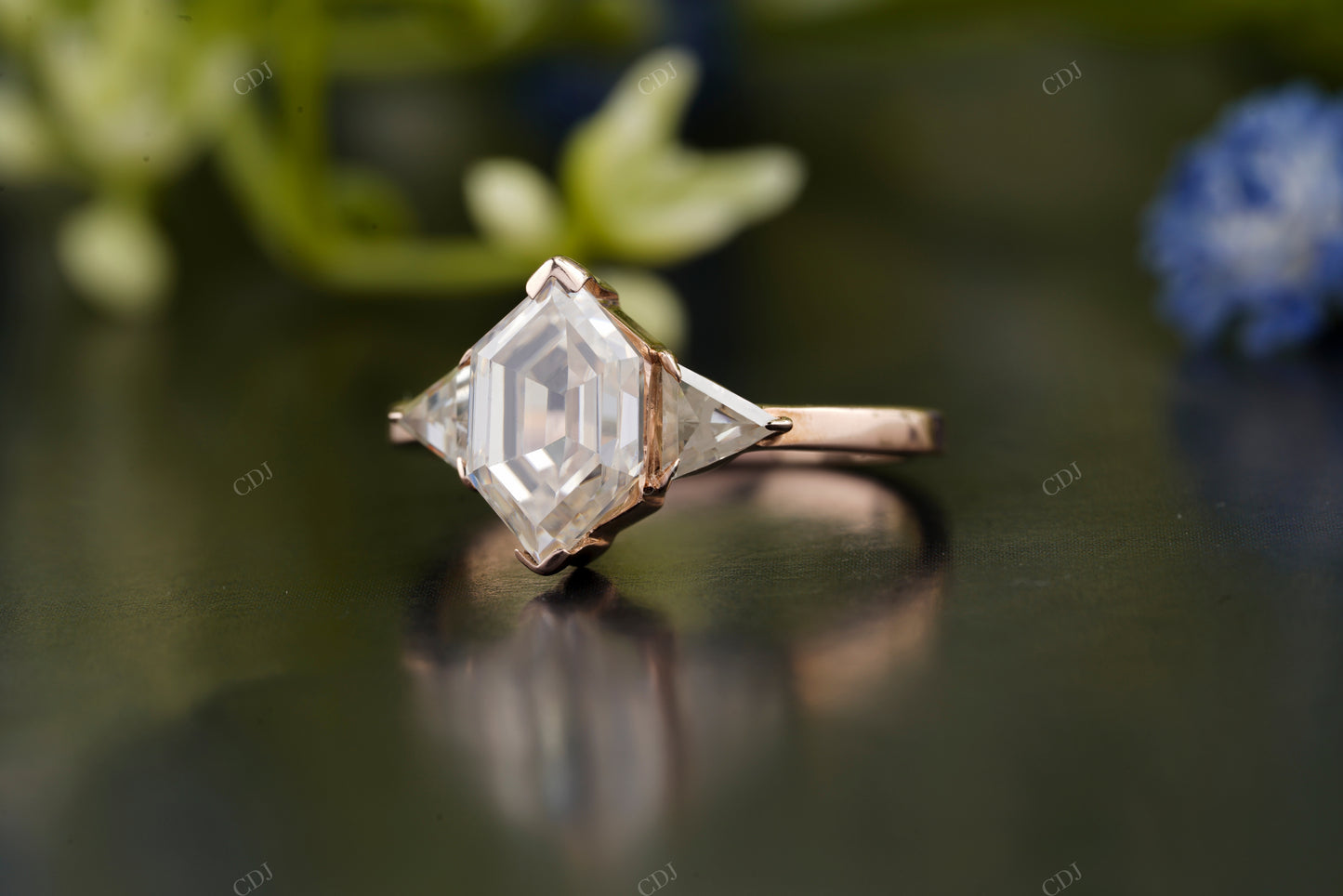 Hexagon Cut Lab-Grown Diamond Ring