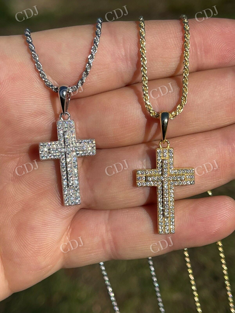 14K Gold Cross Crucifix Hip Hop Mens Pendant  customdiamjewel   